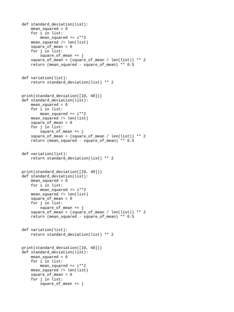 Calculate Standard Deviation in Python | PDF