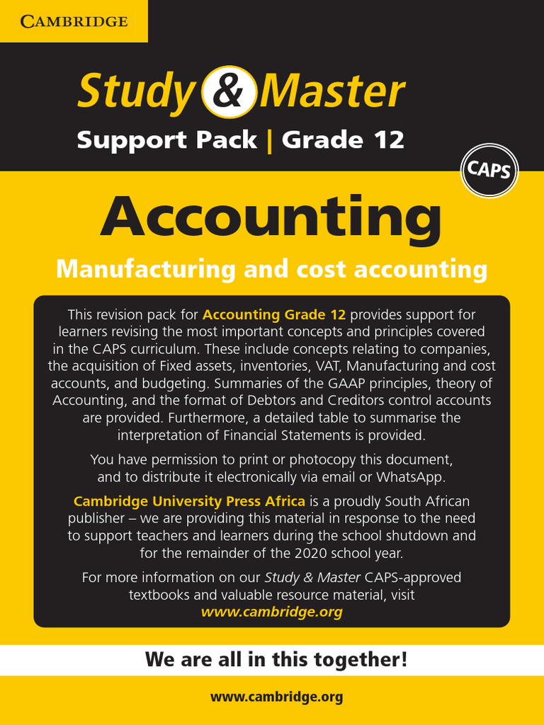 Grade 12 Accounting Revision Guide | PDF | Income Statement | Cost Of ...
