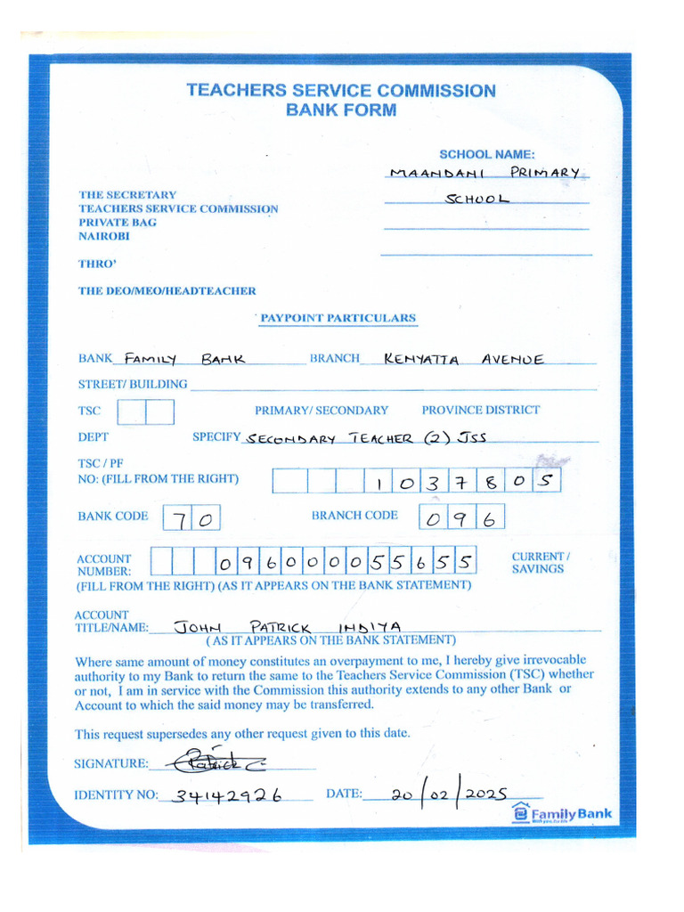 Bank Form | PDF