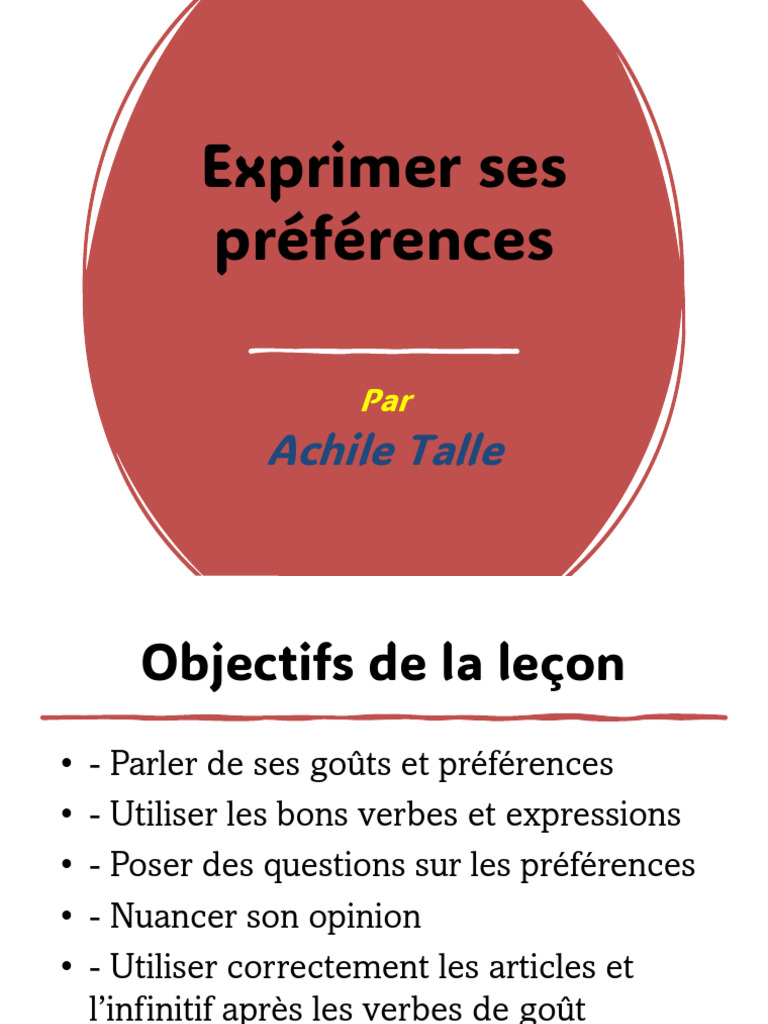 Exprimer ses préférences en français | PDF