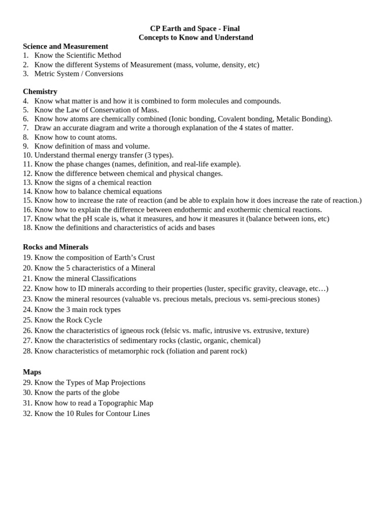 Earth and Space Science Study Guide | PDF