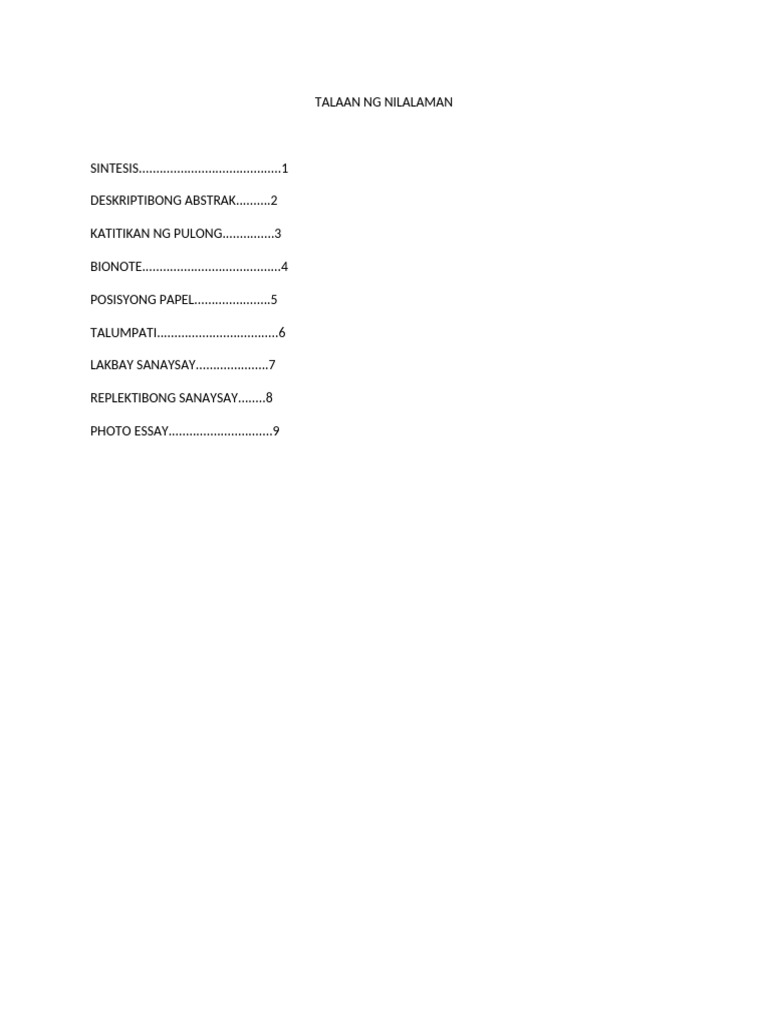 Talaan NG Nilal-Wps Office | PDF