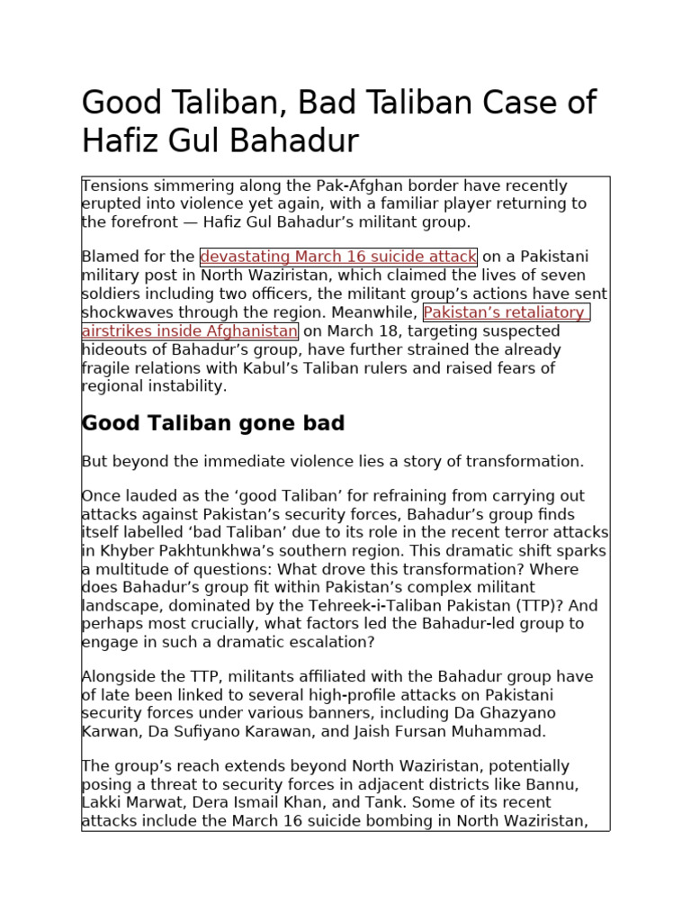 Good Taliban Bad Taliban | PDF | Haqqani Network | Organisations ...