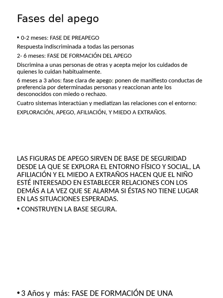 Fases y Tipos de Apego Infantil | PDF