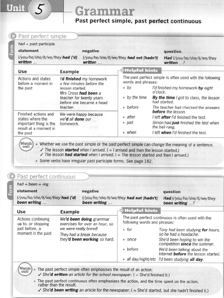 UNIT 5 PAST PERFECT | PDF