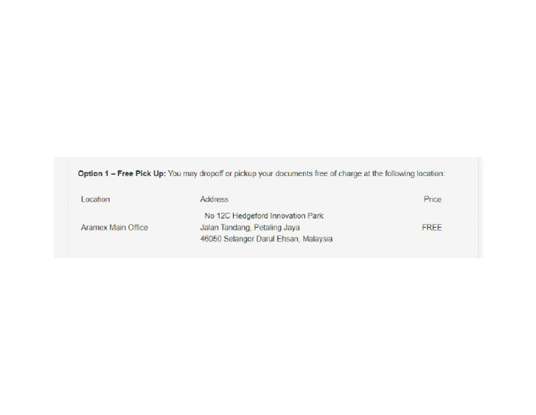 KL Visa Pickup Address | PDF