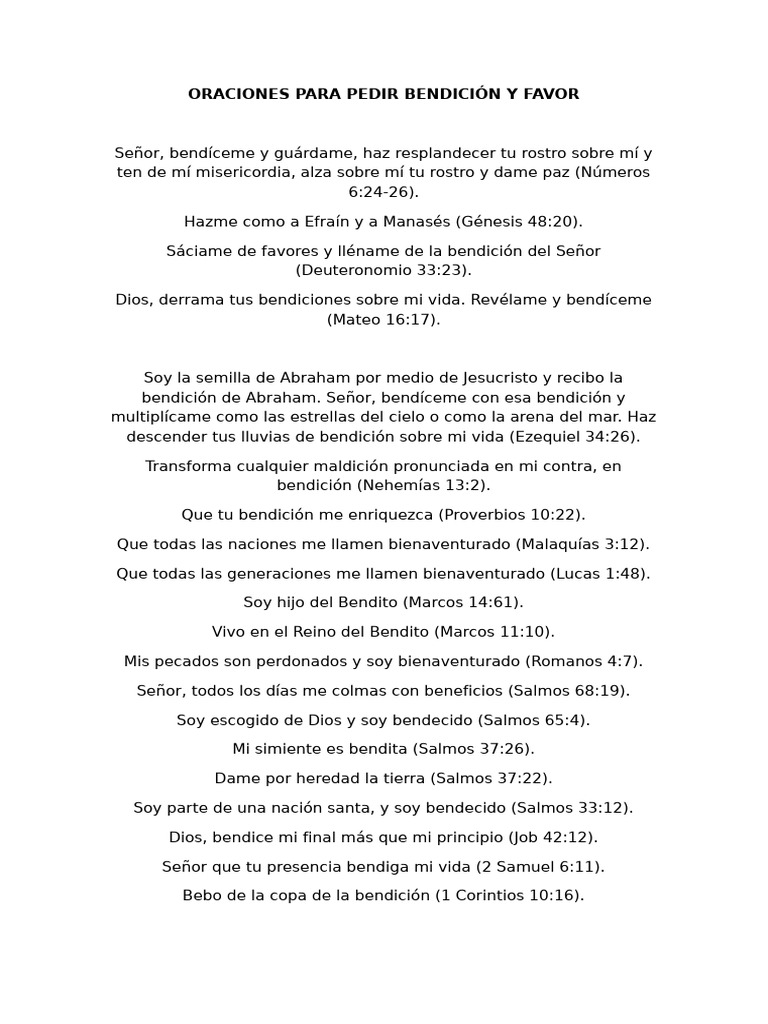 Oraciones para Pedir Bendición Y Favor | PDF