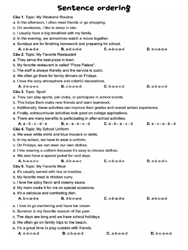 Dạng Bài Sentence Ordering | PDF