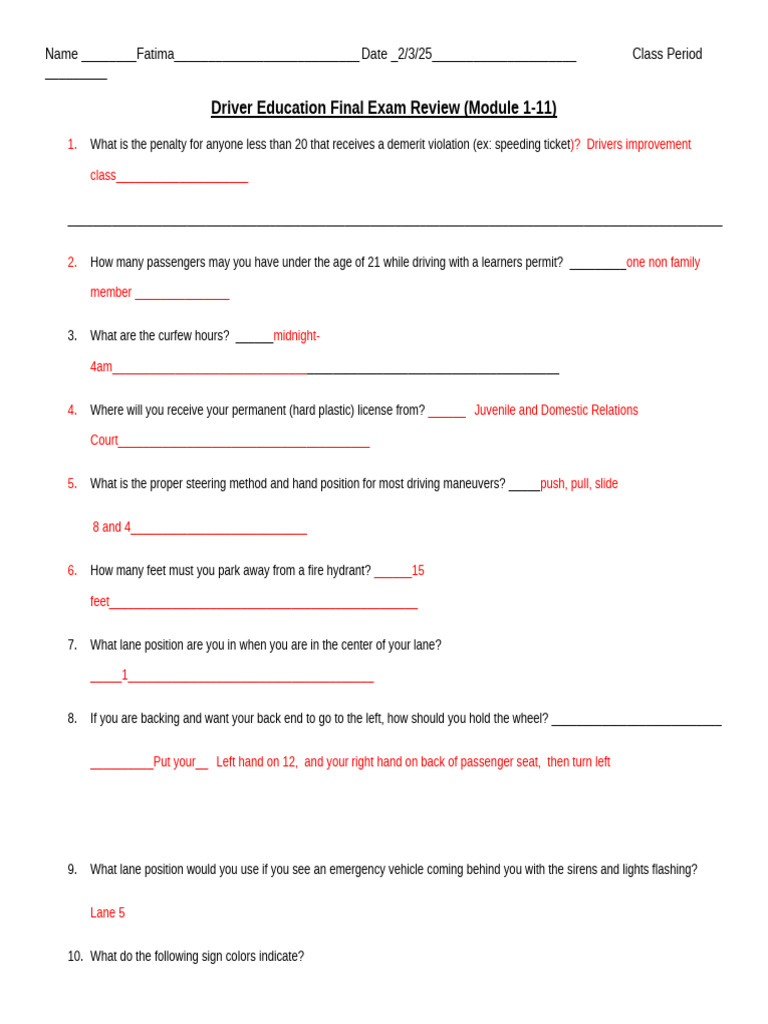 DRIVER ED REVIEW LOL | PDF | Traffic Collision | Anti Lock Braking System