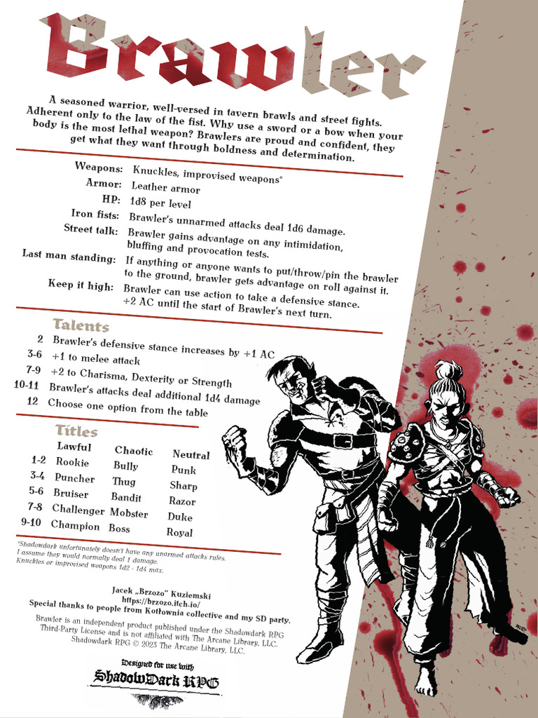 Brawler Shadowdark Character Class Pdf