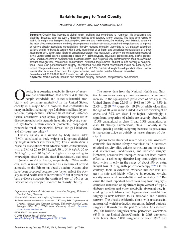 Kissler2013 Bariatic Chir | PDF | Bariatric Surgery | Obesity