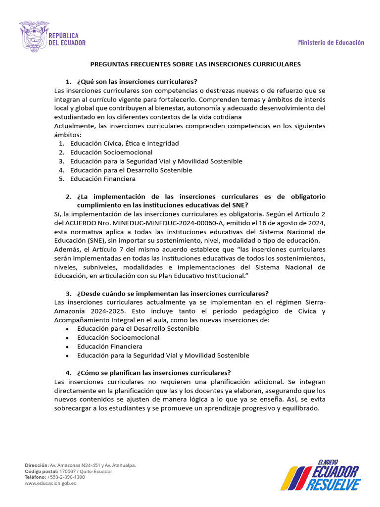 Inserciones Curriculares en Educación 2025 | PDF | Plan de estudios ...