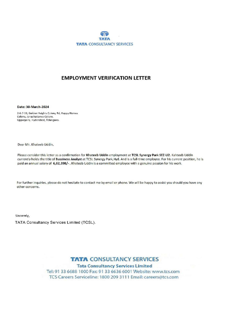 Employment Verification Letter | PDF