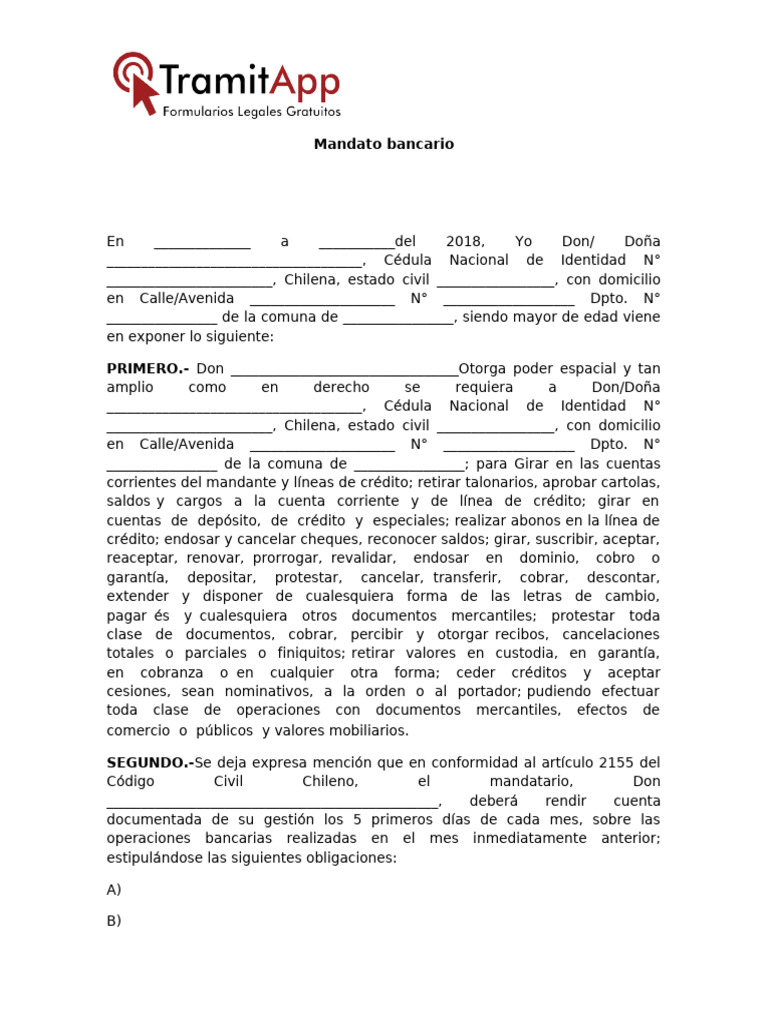 Mandato Bancario: Poder y Obligaciones | PDF
