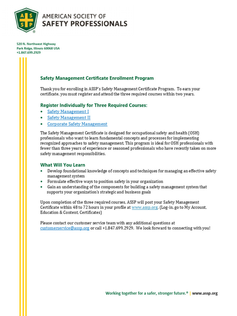 Safety Management Cert Confirmation | PDF