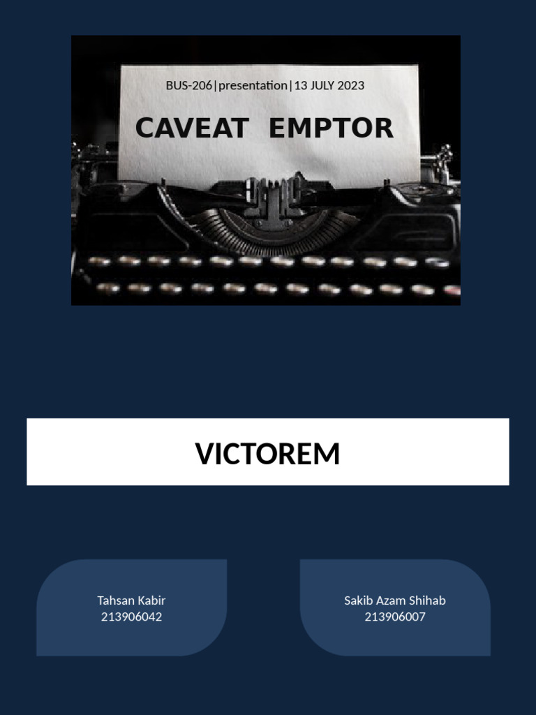 Understanding Caveat Emptor Principles | PDF
