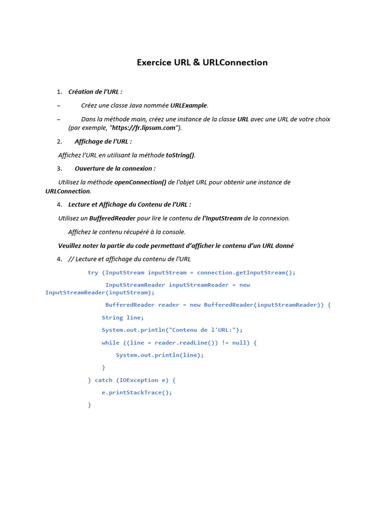 Exercice Java : URL et URLConnection | PDF