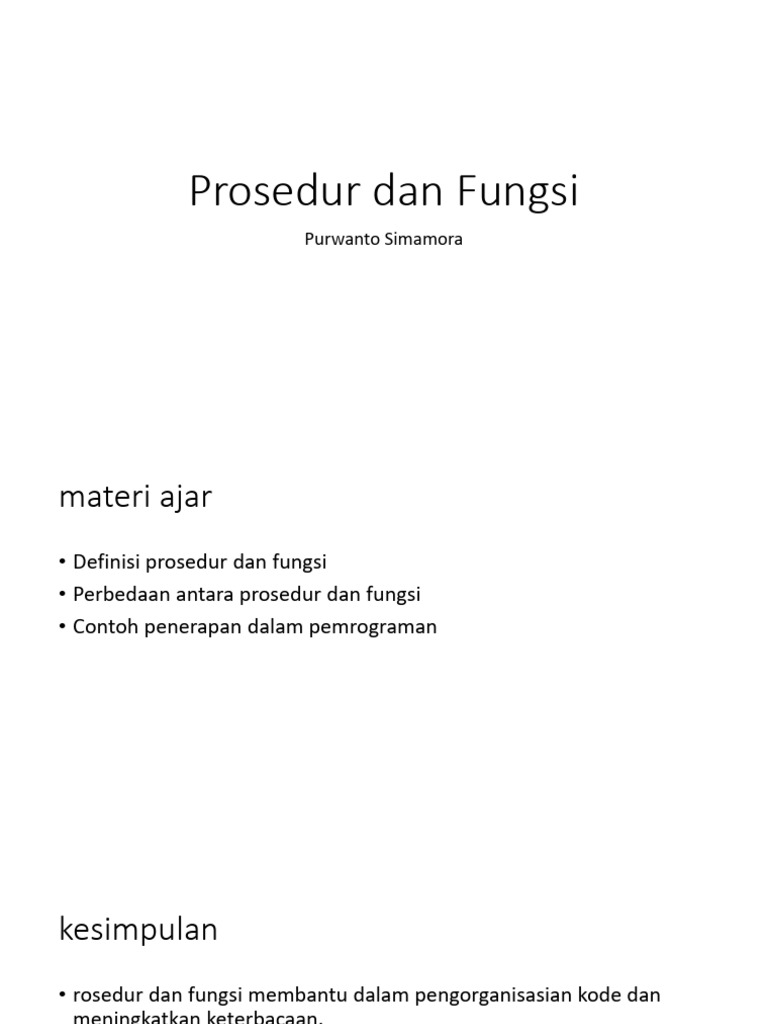 Prosedur dan Fungsi dalam Pemrograman | PDF