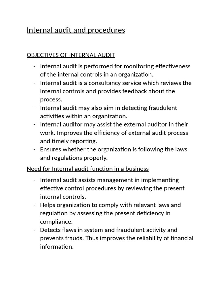 Internal Audit and Procedures | PDF | Audit | Internal Control