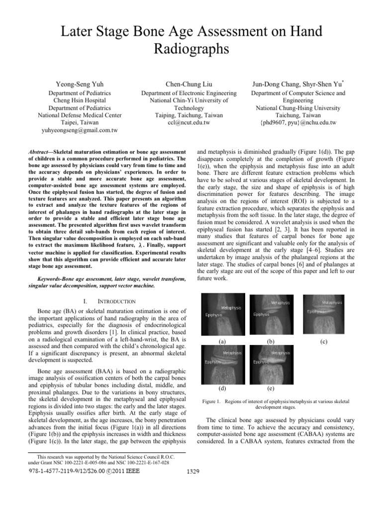 Later Stage Bone Age Assessment On Hand | PDF | Support Vector Machine ...