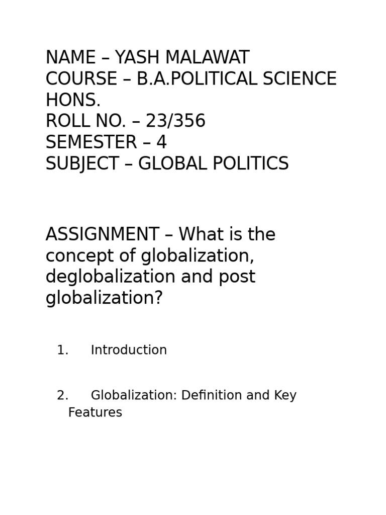 Globalization and Its Alternatives Explained | PDF | Globalization ...