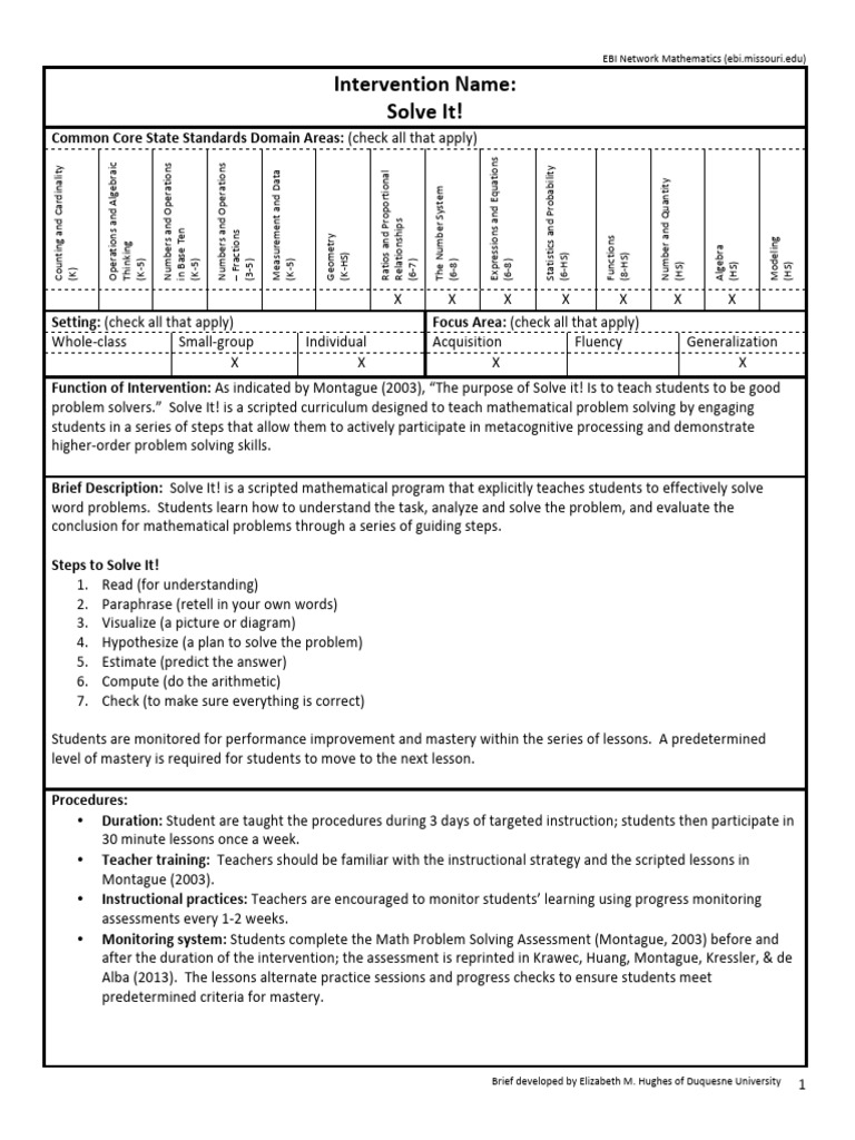 Solve It! Math Problem Solving Guide | PDF | Mathematics | Algebra