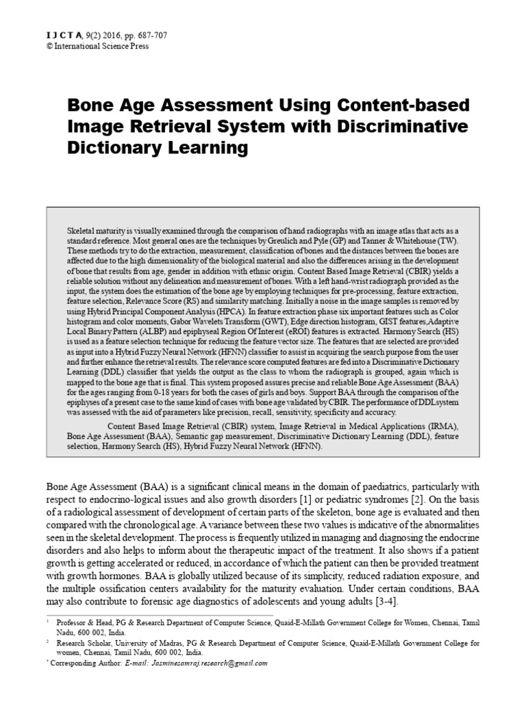 Bone Age Assessment Using Content-Based | PDF | Principal Component ...