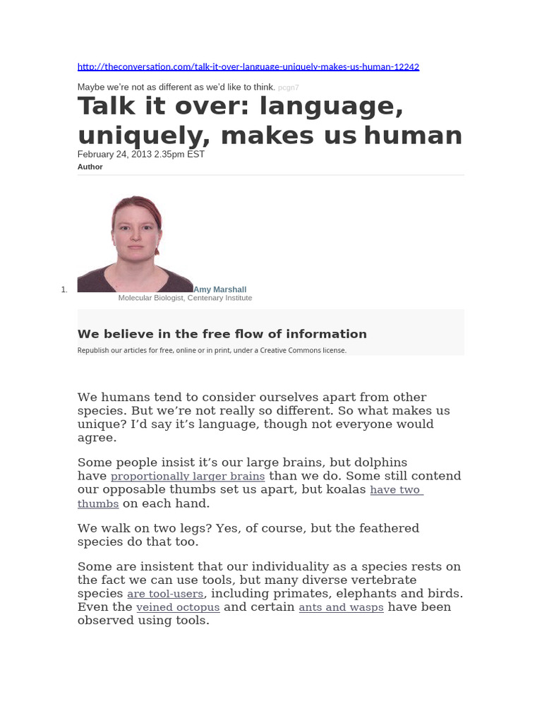 Language: The Key to Humanity | PDF | Life Sciences | Biotechnology