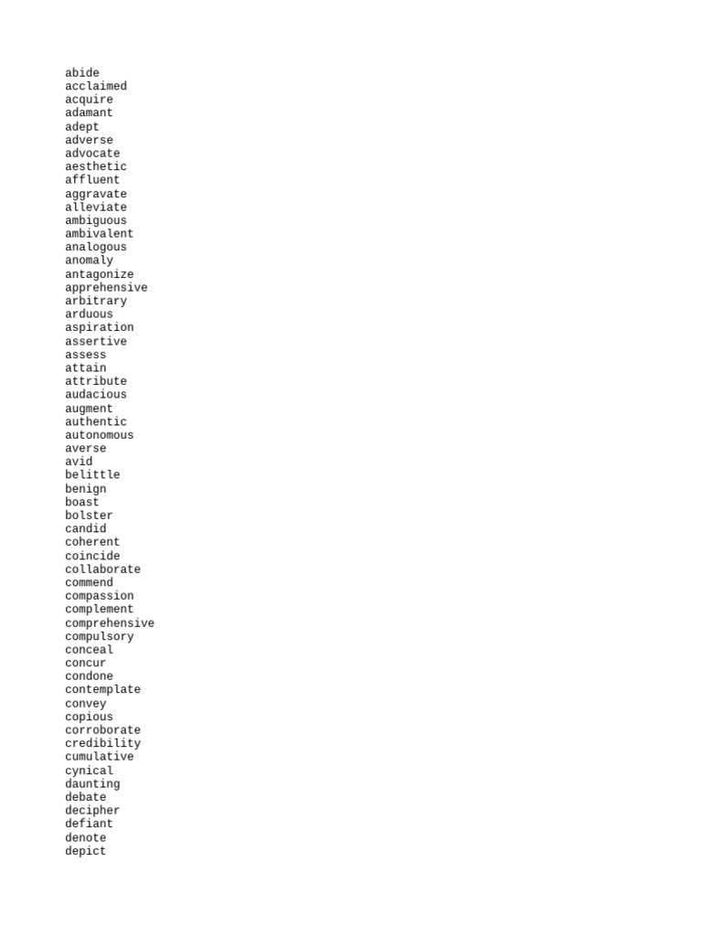 C1 English Vocabulary List Pdf