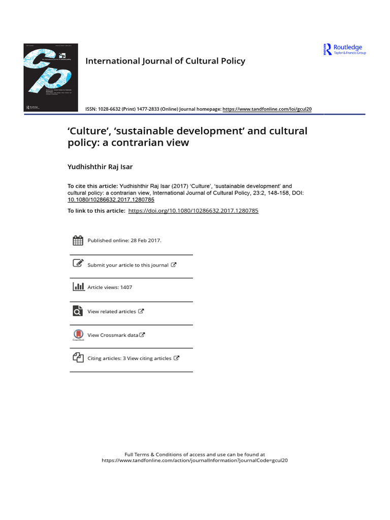 Isar Culture and Sustainable Development | PDF | Sustainability ...