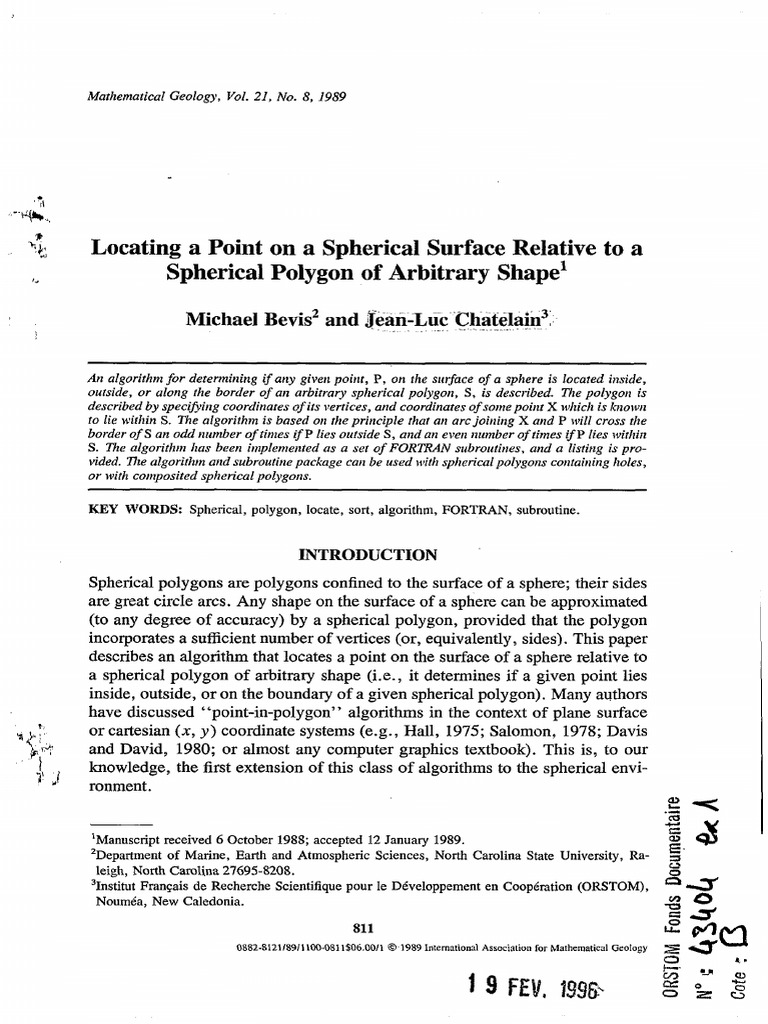 Point Location in Spherical Polygons | PDF | Sphere | Geometric Shapes