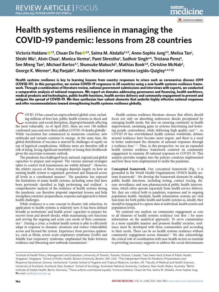Health Systems Resilience in COVID-19 | PDF | Pandemic | Public Health