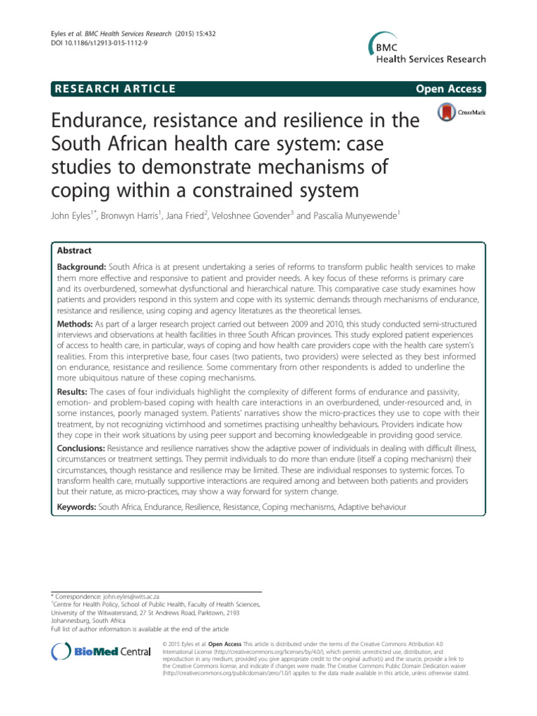 Endurance, Resistance and Resilience in The South African Health Care ...
