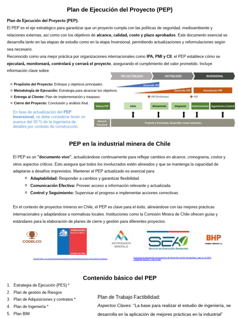 Plan de Ejecución del Proyecto (PEP) | PDF | Ingeniería | Business