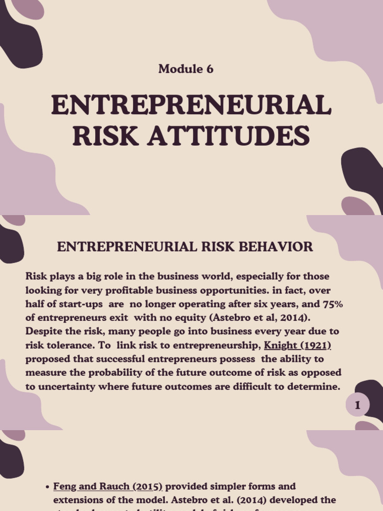 Entrepreneurial Risk Attitudes Explained | PDF | Entrepreneurship ...