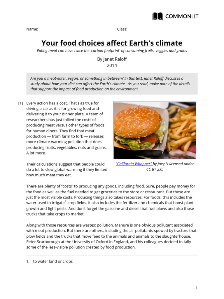 Impact of Diet on Climate Change | PDF | Meat | Carbon Dioxide