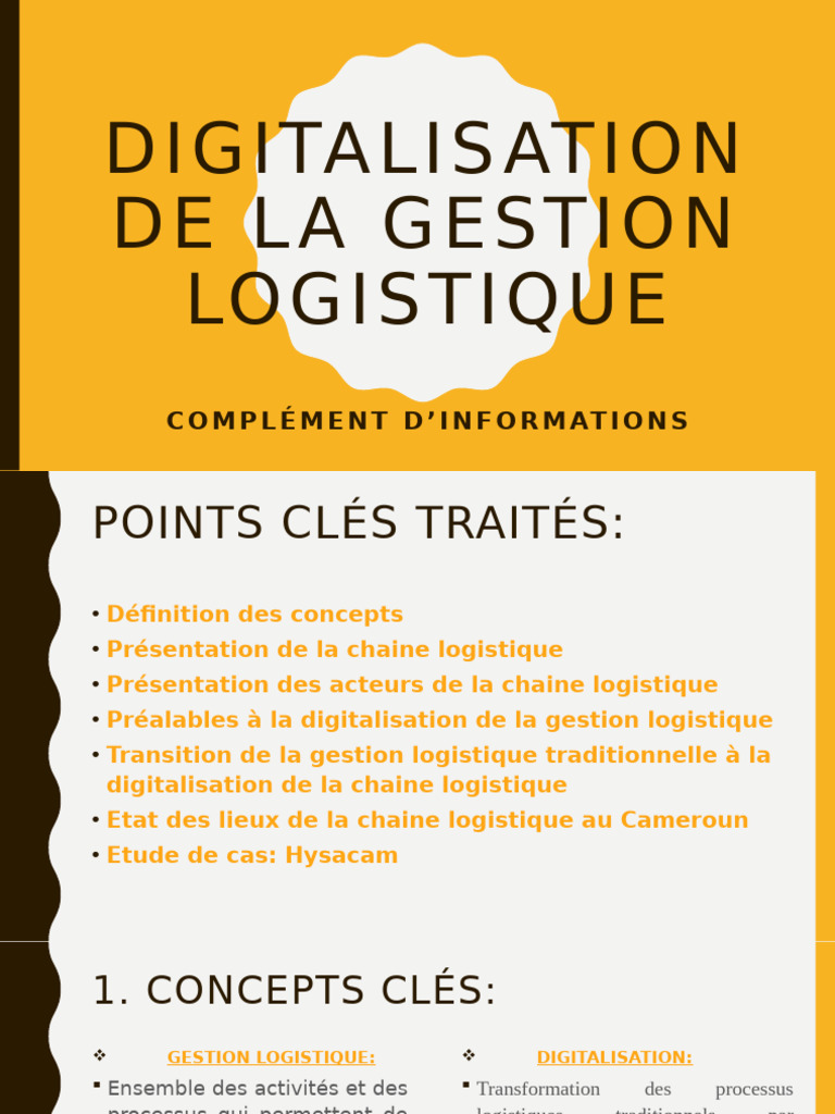 Digitalisation de la Gestion Logistique | PDF | Logistique | Gestion de ...