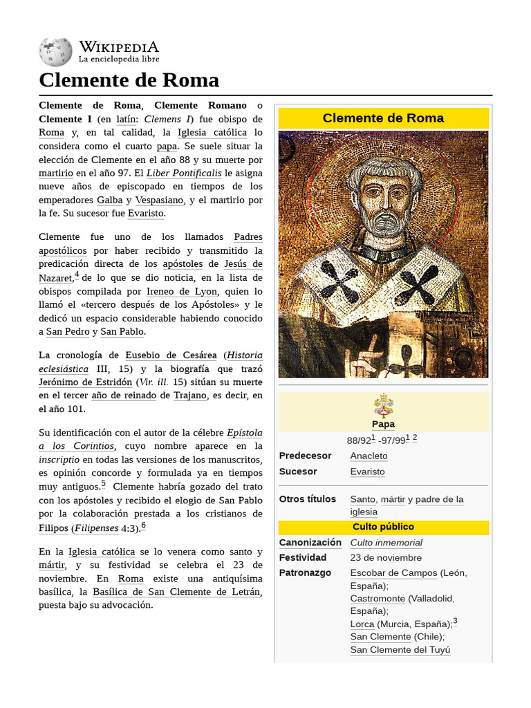 Clemente de Roma: Vida y Legado | PDF | Religiones abrahámicas
