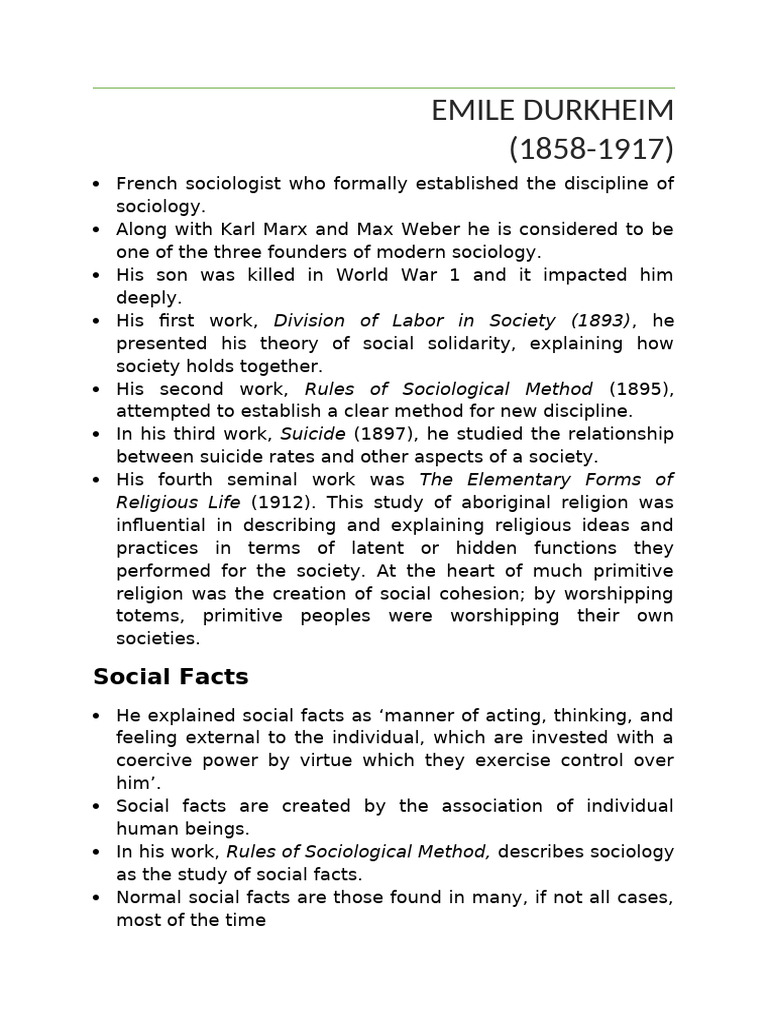 Emile Durkheim: Founder of Sociology | PDF | Sociology | Émile Durkheim