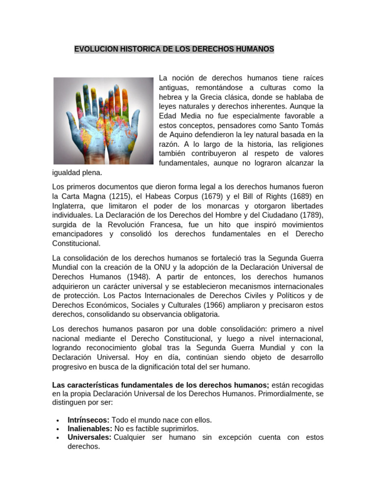 Historia y evolución de los derechos humanos | PDF | Derechos humanos ...
