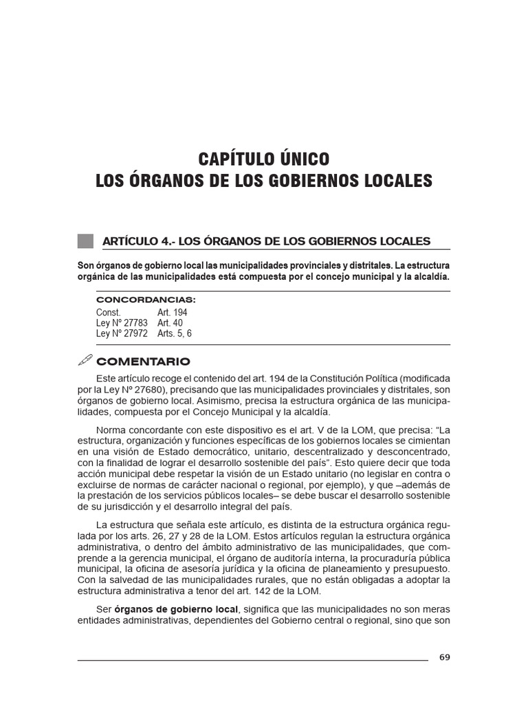 Estructura de Gobiernos Locales en Perú | PDF | Gobierno local | Alcalde