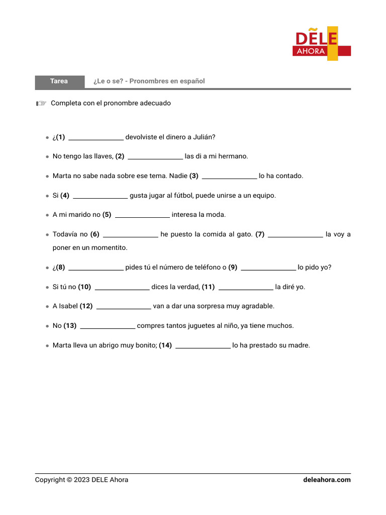 Le o Se Pronombres en Espanol | PDF