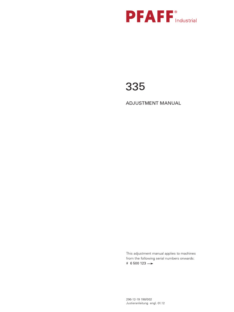 PFAFF Machine Adjustment Manual | PDF | Sewing Machine | Screw