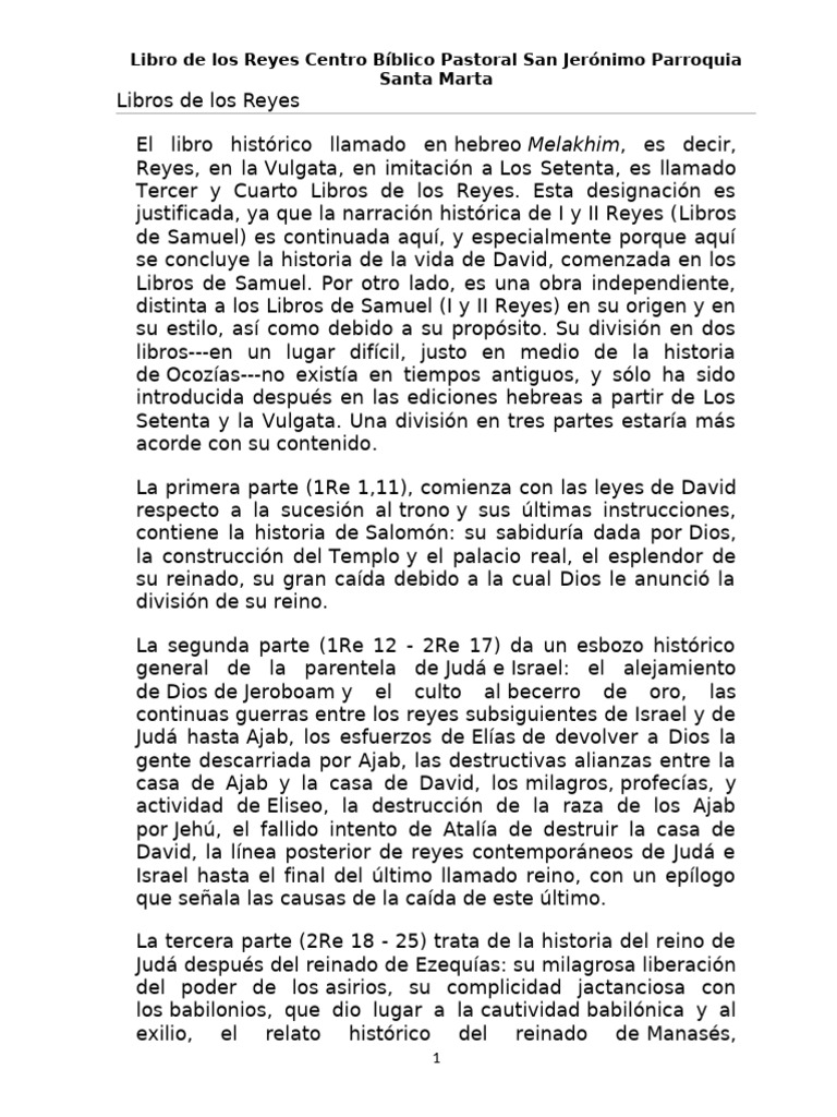 Libros de Los Reyes | PDF | Libros de reyes | El antiguo Israel y Judá