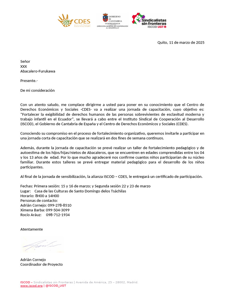 Invitación a Taller Infantil CDES | PDF