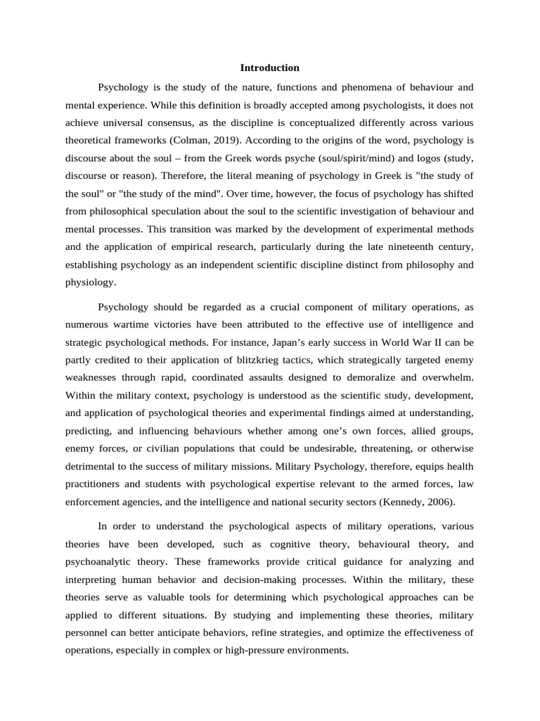 Military Psychology and Cognitive Theory | PDF | Psychology | Theory