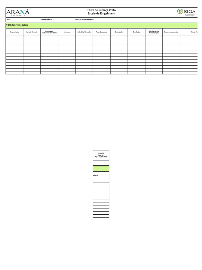 For-075-01-Teste Fumaça Preta - Escala de Ringelmann | PDF