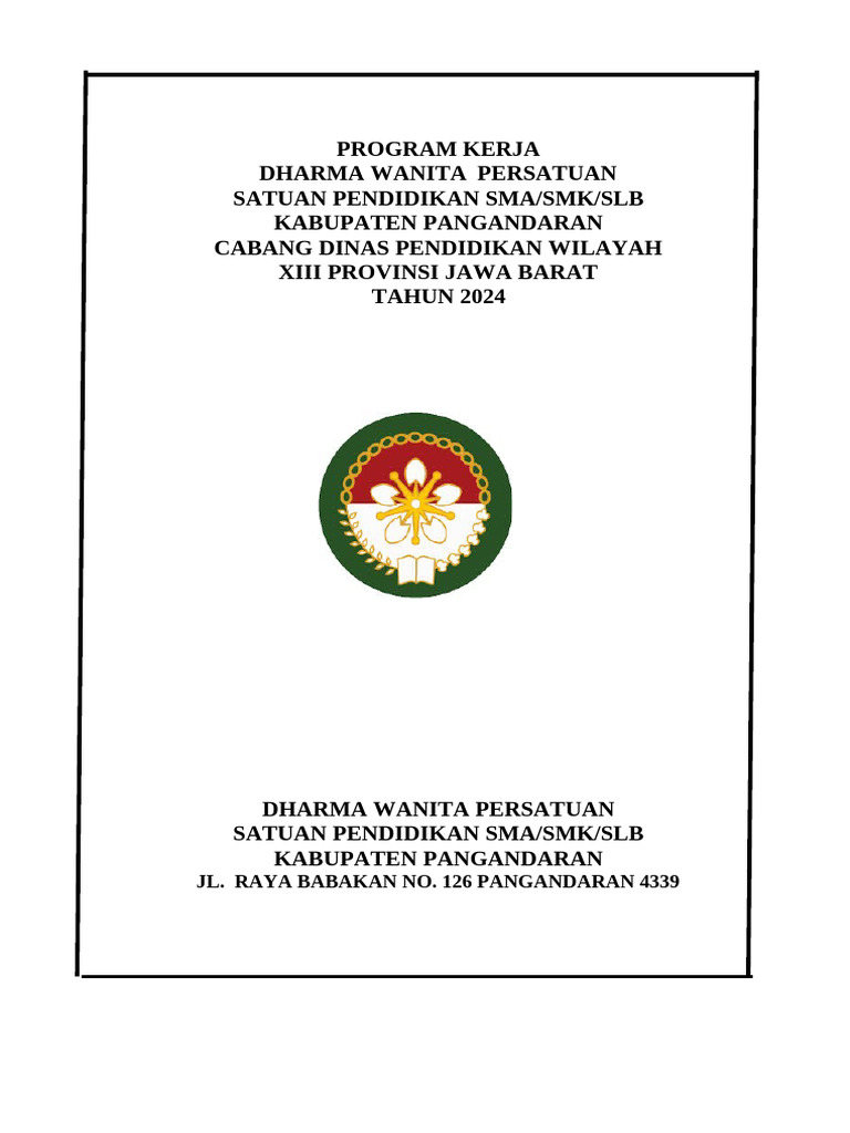 Program Kerja DWP SMA/SMK Pangandaran 2024 | PDF