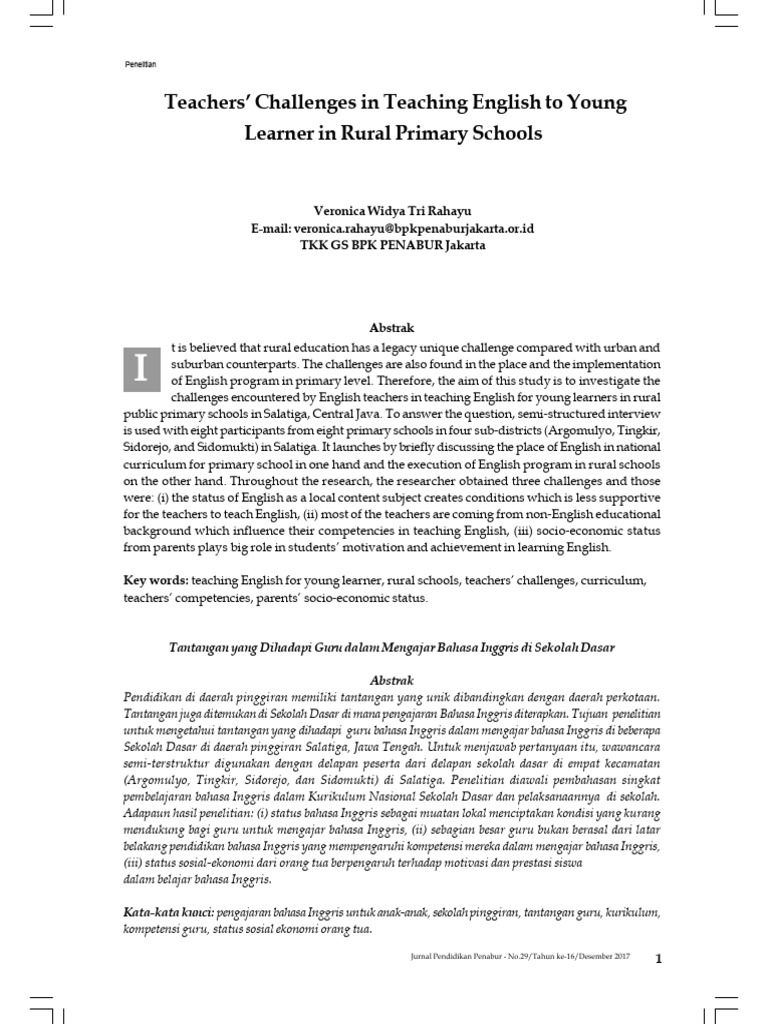 Challenges in Teaching English Rural Schools | PDF | Teachers | Curriculum