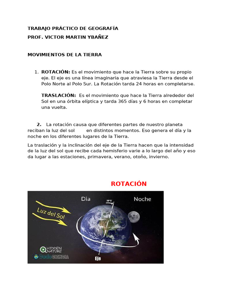 Movimientos de la Tierra para Niños | PDF | Tierra | Mapa